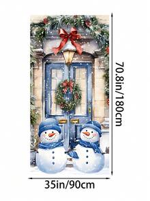 1 pezzo Decorazione natalizia in poliestere per porta d'ingresso, con acquerello di Babbo Natale, pupazzo di neve e corona, decorazione natalizia per casa e portico