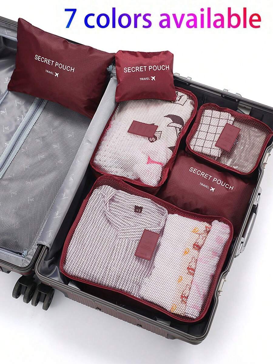 6/1 Set Travel Organizer Bag, Includes: PVC Toiletry Bag, Cosmetic Bag, Shoe Bag, Makeup Bag, Cosmetic Box, Clothes Organizer Bags, Fragrance Box, Lingerie Bag, Garment Bag, Foldable Underwear & Sock Organizer, Handbag, Electronics Pouch, Wardrobe Bags, Storage Bags, Travel Accessories Bag For School School Accessories School Stuff Travel Bag Luggage Bag For Travel For Business For Vacation Holiday Large Capacity Portable Multifunction Travel Duffel Bag Unisex Weekender Bags