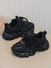 儿童透气网眼运动鞋，新款秋/春时尚休闲运动鞋，男孩和女孩跑步鞋 - 黑色 - 查看 2