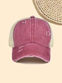 1 Stück Mehrfarbige Sportliche Klassische Pferdeschwanz Baseballkappe, Vintage Abgenutzte Mesh Trucker Kappe, Atmungsaktive Verstellbare Dad Cap, Geeignet für Frauen und Mädchen zum Tragen bei Outdoor-Sportarten