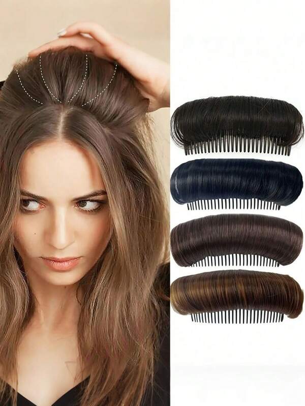 2pcs/1pc Fluffy Hair Comb Pad, Volumizing Hair Styling Tool, Invisible Curly Hair Clip, Hair Puff Styling Insert Tool, DIY Hairstyle - Hair Accessory For Women, Home Beauty Women Accessory Gifts, Hair Styling Kit, For Barber Salon Beauty Travel Essentials ,Hair Styling Tools