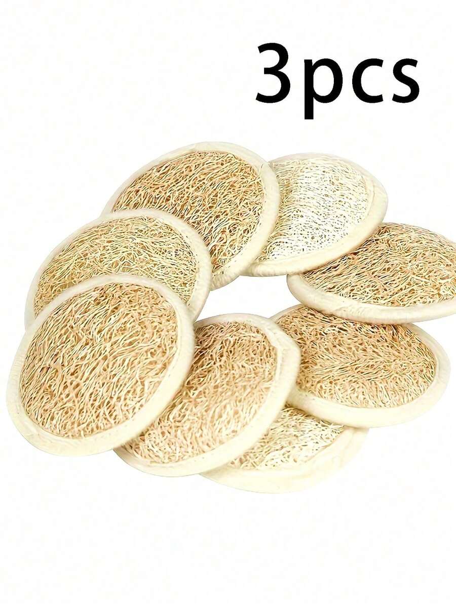 3PCS Natural Facial Scrub Pads – Soft Yet Effective Exfoliation For Smooth Skin! Ideal For Daily Cleansing & Makeup Removal. Perfect For Autumn Skincare & Holiday Pampering! - Màu xơ mướp - Xem 1