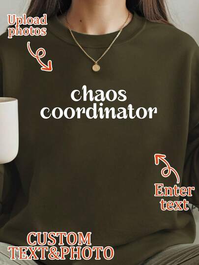 1 Stück Damen Pullover mit Rundhalsausschnitt und Buchstabenmotiv, lässiger Mode-Top für Alltag, geeignet für Herbst/Winter