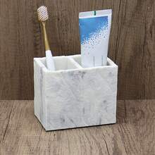 Premium Marble-Look Bathroom Accessories Set, Including Shampoo, Body Wash, Soap Dispenser, Toothbrush Holder, Soap Dish, Tumbler, Freely Combinable For Various Scenarios