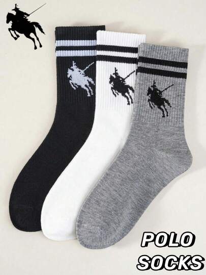 90 双经典纯色透气男士中筒袜，黑/白/灰，适合所有季节，高弹力中筒袜（袜子上的图案为编织而成，非刺绣或印花）