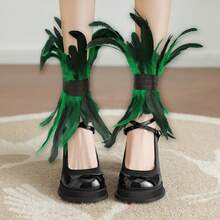 2个朋克派对人造羽毛脚环，万圣节角色扮演服装羽毛脚环，四季皆宜