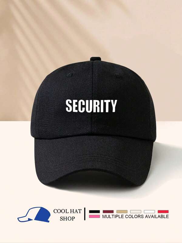 1pc Minimalist SECURITY Letter Print Baseball Cap, Suitable For Men And Women, Outdoor Sun Protection, Windproof And Warm, Suitable For Casual Daily Use