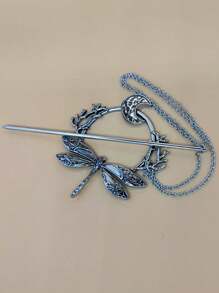 1 件金属森林蜻蜓和新月昆虫发夹装饰，适合作为节日礼物，发髻延长，发髻发片，发髻制作器，发型夹，发夹，发饰，学校用品，优雅，发夹