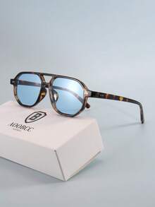 1 件装复古小圆框时尚眼镜，适合男士、女士服装配饰，适合驾驶、旅行、休闲、户外运动、高尔夫 - 藍色 - 查看 1