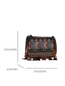 大容量时尚韩版流苏休闲包，2025新款多功能单肩斜挎包 - 綠色 - 查看 3