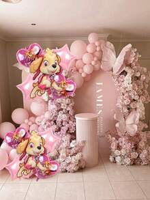 5pcs/Set Paw Patrol Theme Party Foil Balloon Set (Chase/Rubble Characters), Suitable For Birthday Decoration, Christmas Decor, Home Gifts, Christmas Ornaments - Multicolor - View 4