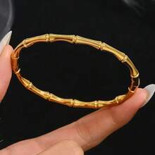 1 pieza Pulsera de acero inoxidable y bambú con estilo boho y rock - Regalo único para ella