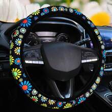 1pc Diving Material Waterproof Flower Leopard Print Footprint Cow Fabric Car No Inner Ring Steering Wheel Cover Suitable For 14.5-15 Inch Steering Wheel Cover General Motors Products - one-size - View 13