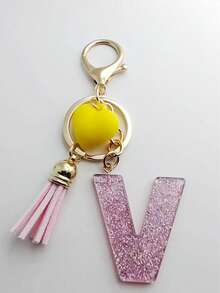 1 buc breloc cu litere engleze din rășină epoxidică Galaxy cu ciucure și decor cu inimă, cadou pentru prieteni și mame, accesorii de Halloween pentru Ziua Profesorilor