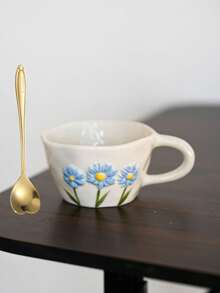1 件创意 3D 浮雕陶瓷杯，蝴蝶和雏菊图案，不对称杯身，办公室休闲马克杯，家用早餐杯，下午茶优雅餐具，实用陶瓷器皿 - 彩色 - 查看 9