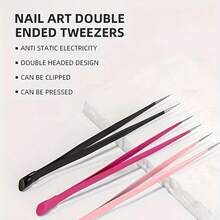 2-In-1 Nail Art Tweezers With Silicone Applicator - Precise Rhinestone Applicator And Nail Tool, Odorless