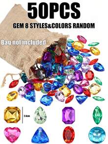 1/10/50/100颗闪亮珠宝水晶钻石,巨型亚克力超大仿真宝石,粉色、蓝色、钻石,花瓶填充物,塑料宝石,生日派对餐桌装饰,海盗主题派对宝藏,生日礼物,泳池玩具,潜水寻宝游戏,海盗宝箱,趣味游戏 - 彩色 - 查看 12