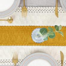1pc Boho Style Handwoven Table Runner, Cream And Yellow Tassel Decor, Suitable For Boho Restaurant, Bedroom, Rustic Bridal Shower, Farmhouse Dining, Thanksgiving Christmas Home Decor (Multiple Sizes Available) - Middle Yellow - View 6