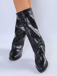 Botas altas de montar, minifalda, estilo occidental versátil, adecuado para festivales