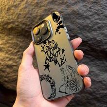 Graffiti-Style Phone Case With Large Holes, High-Quality Protective Cover Suitable For Various For Iphone Models Including 16, 15, 14, 13, 12, 11 Pro Max, 14 Plus, 15 Plus, 16 Plus, X, Xs, Xr, Xs Max, 12 Mini, 13 Mini, 14 Pro Max, And 15 Pro Series.This Is A Popular Birthday Gift Or Business Giveaway For Friends Or Partners, Featuring A Durable And Stylish Design For Both Men And Women, Phone Case, Rabbit Case For Iphone, Phone Case For Women,Suitable For IPhone 17 Air - 透黑 - 查看 5