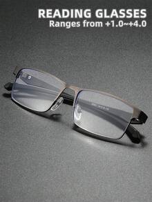 Unisex Classic Business Minimalist Reading Glasses, New Square Half-Rim Stainless Steel Ultra-Light  Readers, High-Definition Eye Protection, Long-Term Wear Without Dizziness, Suitable For Reading/Sewing/Business/Office/Elegant/Daily Use, Lightweight Durable Square Spring-Hinged Frame, Suitable For Sports Anti-Slip, Computer Comfortable Reading - 透明色 - 查看 19