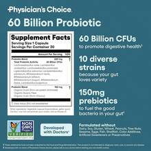 Abronikey Physician's Choice Probiotic 60 Billion CFU – 10 Strains + Organic Prebiotics | Gut, Digestive & Immune Support | For Women & Men | 30 Vegan Capsules - 1 瓶 - 查看 6