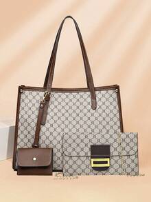 3pcs/Set Large Capacity Commuter Tote Bag Combination - Grey - View 3