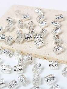 60pcs Gold Dreadlock Beads, Punk Street Hip Hop Festival Women Hair Accessories, Braided Hair Clips, Dreadlock Decorations, Halloween Costume Hair Accessories - Silver - View 3