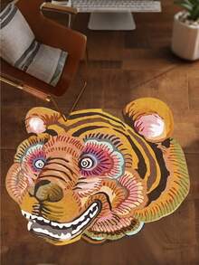 سجادة بشكل رأس نمر من القماش المخملي، سجادة منطقة مزيفة من الصوف غير انزلاقية لغرفة المعيشة وطاولة القهوة والنوم وديكور المنزل، حصيرة أرضية