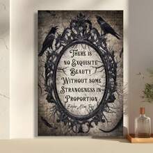 Framed  Edgar Allan Poe Gothic Quote Canvas Poster -  Victorian Wall Art With Ravens, Dark Typography, And Ornate Frame Design For Living Room, Bedroom, Or Home Office Decor, Gothic Home Decor - 彩色 - 查看 2