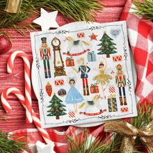 20 件胡桃夹子派对餐巾，以独特的胡桃夹子、圣诞树和水彩风格的礼品盒设计为特色，可爱精致，非常适合圣诞节、鸡尾酒、甜点、圣诞装饰 - 彩色 - 查看 4