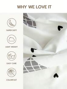 1pc 100% Polyester Black & White Heart Lace Solid Color Pillowcase (Pillow Insert Not Included), Suitable For Bedroom Decor, Wedding, Romantic, Bohemian Style - Multicolor - View 3