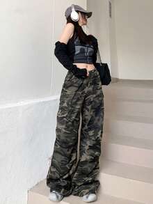 Pantalón Largo Camuflaje de Mujer Estilo de Danza Jazz Hiphop - camuflaje - Ver 4