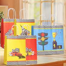 6/12/18/24pcs Racing Theme Paper Gift Bags, Racing Car, Trophy, Traffic Light Pattern Gift Bags, Red, Blue Styles Available, Suitable For Racing Event Gifts, Birthday Party, Friends Gathering, Summer Party, Party Decoration