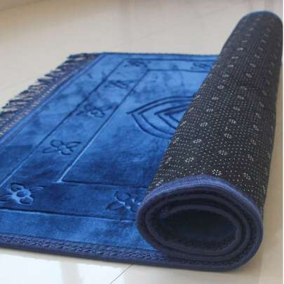 2件套斋月礼物祈祷毯，尺寸80厘米*120厘米，加厚绒面祈祷垫，带流苏，柔软轻便，拱形门框图案