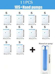 11pcs Set/Kit 10 Transparent Vacuum Compression Storage Bags With 1 Hand Pump Space-Saving Sealed Storage Bag Suitable For Clothes, Bedding, Pillows, Stuffed Toys, Quilts, Blankets, Kitchen Supplies, Scarves, Shoes, Travel Accessories Space-Saving Storage Bag Dust-Proof Sealed Household Storage Moving Sorting Bag Closet Organization And Storage Clothes Organizer Bedroom