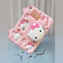 Sanrio Etui Hello Kitty kompatybilne z iPadem i A16/10th/56789th/Mini/Air/Pro - urocze, kobiece, kreskówkowe, różowe etui z miękkiego silikonu 3D do tabletu Galaxy A8/A9/A9PLUS/T290, 7,9 8,3 9,7 10,2 10,5 10,9 11 cali