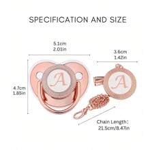 2pcs Set Shiny Luxury Rose Gold Silicone Pacifiers, Newborn Pacifier With Rose Gold Pacifier Clip, Hot Selling Baby Teething Toys, Infant Pacifier With Chain, Holiday Gift - Multicolor - View 11