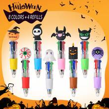30/20/10/5/1 Pc, Halloween Cartoon Mini Four-Color Ballpoint Pens, Smooth Writing, Cartoon Halloween Style Gel Pens, Cute Pumpkin And Ghost Designs, 0.5mm Fine Tip Black Ink, Perfect For Party Favors, Office Supplies, Fun Gifts For Friends, School Supplies, And Back-To-School Season.