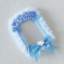 1pc New Lace Photo Card Holder, 7 Colors: Pink, Black, Red, Yellow, Blue, Green, Purple, DIY Finished Product Anime/Cartoon/ACG Character, Kpop Star, Card Display Holder, Handmade Plaid Bow Backpack Pendant, Lolita Card Holder