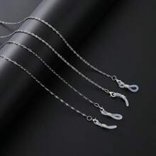1pc Minimalist Design Stainless Steel Long Fashion Hiphop Eyeglass Chain, Men's Silver-Gray Metal Eyeglasses Chain, Minimalist Stylish Personalized Slim Sturdy Mask Eyewear Anti-Slip Chain, Classic 29.5 Inch Necklace Choker, Handmade Elegant Eyewear Accessory