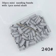 50个/盒 3毫米指甲打磨带 120/180/240目迷你指甲钻头，适用于美甲和足疗，小型打磨工具 - 彩色 - 查看 9
