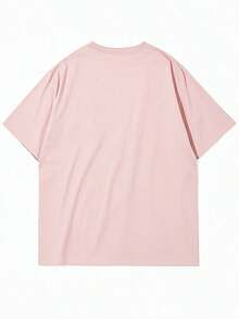 1PCSMen's Summer Casual Slogan Print Short Sleeve T-Shirt-Premium Cotton Graphic Printed Round Neck T-Shirts-365T - 粉色 - 查看 2