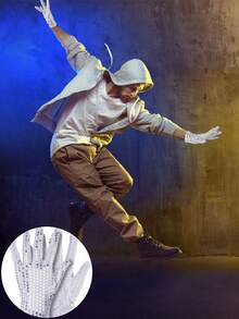 1 Pair Glittery Gloves For Adults, Suitable For Dancing, Stage Performance, Masquerade, Halloween Costume Party, Fashion Accessory