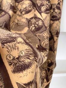 1pc Faux Cashmere Cartoon Cat Pattern Jacquard Warm Scarf, Suitable For Women, Air-Conditioned Room, Autumn/Winter, Fashion, Versatile, Neck Warmer, Travel, Decorative Shawl, Dual-Use, Daily Matching, Gift Choice