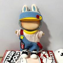 Conjunto de ropa para muñeca de 17 cm, compatible con Labubu, conjunto de ropa adecuado para muñecas de 6.7-pulgadas, accesorios de sombrero y ropa de moda y únicos, adecuado para muñecas de primera/segunda/tercera generación para jugar y exhibir, solo conjunto de ropa (excluye muñecas y zapatos)