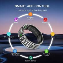 2025 NEW Smart Ring Fitness Tracker For Women Men,Smart Ring With Display Screen Health Tracker And Touch Button, Bluetooth Connection Health Monitor Tracks Heart Rate/Blood Oxygen/Sleep/Sports Activities, IP68 Waterproof (Gold, 8#) - Gold - View 4