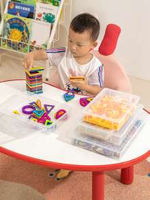 1 صندوق تخزين لعب تعليمية للأطفال، مصنوع من مادة البلاستيك البولي بروبيلين الشفاف السميك، صندوق منظم لأدراج المكتب المنزلي، صندوق فرز لكتل البناء الصغيرة، صندوق تخزين للعب المغناطيسية، صندوق محكم الإغلاق مقاوم للغبار والرطوبة متعدد الوظائف، صندوق تخزين لأغراض الأطفال