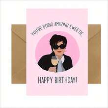 1pc, Funny Birthday Card, With Envelope , Suitable For Various Occasions, "You're Doing Amazing Sweetie" Message, Kris Celebrity Design, Perfect For Friends, Family, 1 Year Older, Happy Birthday Greeting Card - Multicolor - View 6