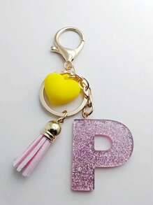 1 buc breloc cu litere engleze din rășină epoxidică Galaxy cu ciucure și decor cu inimă, cadou pentru prieteni și mame, accesorii de Halloween pentru Ziua Profesorilor